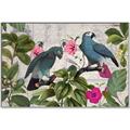 Picture of Blue Nostalgic Tropical Parrot Birds _GroupedProduct_Rectangle_Landscape_Canvas_Framed_