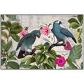 Picture of Blue Nostalgic Tropical Parrot Birds _GroupedProduct_Rectangle_Landscape_Canvas_Framed_