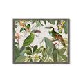 Picture of Green Nostalgic Tropical Birds _GroupedProduct_Rectangle_Landscape_Framed_Matted_