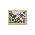 Picture of Blue Nostalgic Tropical Parrot Birds _GroupedProduct_Rectangle_Landscape_Framed_Matted_