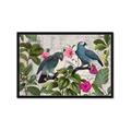 Picture of Blue Nostalgic Tropical Parrot Birds _GroupedProduct_Rectangle_Landscape_Framed_Matted_