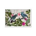 Picture of Blue Nostalgic Tropical Parrot Birds _GroupedProduct_Rectangle_Landscape_Framed_Matted_