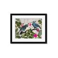 Picture of Blue Nostalgic Tropical Parrot Birds _GroupedProduct_Rectangle_Landscape_Framed_Matted_