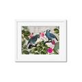 Picture of Blue Nostalgic Tropical Parrot Birds _GroupedProduct_Rectangle_Landscape_Framed_Matted_
