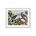 Picture of Blue Nostalgic Tropical Parrot Birds _GroupedProduct_Rectangle_Landscape_Framed_Matted_