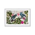 Picture of Blue Nostalgic Tropical Parrot Birds _GroupedProduct_Rectangle_Landscape_Framed_Matted_