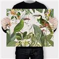 Picture of Green Nostalgic Tropical Birds _GroupedProduct_Rectangle_Landscape_Canvas_