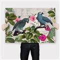 Picture of Blue Nostalgic Tropical Parrot Birds _GroupedProduct_Rectangle_Landscape_Canvas_