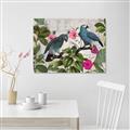 Picture of Blue Nostalgic Tropical Parrot Birds _GroupedProduct_Rectangle_Landscape_Canvas_