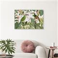 Picture of Green Nostalgic Tropical Birds _GroupedProduct_Rectangle_Landscape_Canvas_Framed_
