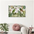 Picture of Green Nostalgic Tropical Birds _GroupedProduct_Rectangle_Landscape_Canvas_Framed_