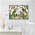 Picture of Green Nostalgic Tropical Birds _GroupedProduct_Rectangle_Landscape_Canvas_Framed_
