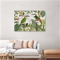 Picture of Green Nostalgic Tropical Birds _GroupedProduct_Rectangle_Landscape_Canvas_Framed_