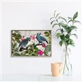 Picture of Blue Nostalgic Tropical Parrot Birds _GroupedProduct_Rectangle_Landscape_Canvas_Framed_