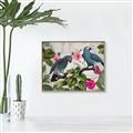 Picture of Blue Nostalgic Tropical Parrot Birds _GroupedProduct_Rectangle_Landscape_Canvas_Framed_