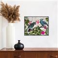 Picture of Blue Nostalgic Tropical Parrot Birds _GroupedProduct_Rectangle_Landscape_Canvas_Framed_