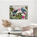 Picture of Blue Nostalgic Tropical Parrot Birds _GroupedProduct_Rectangle_Landscape_Canvas_Framed_