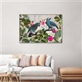 Picture of Blue Nostalgic Tropical Parrot Birds _GroupedProduct_Rectangle_Landscape_Canvas_Framed_