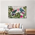 Picture of Blue Nostalgic Tropical Parrot Birds _GroupedProduct_Rectangle_Landscape_Canvas_Framed_