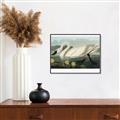 Picture of Vintage Floating White Swan _GroupedProduct_Rectangle_Landscape_Canvas_Framed_