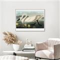 Picture of Vintage Floating White Swan _GroupedProduct_Rectangle_Landscape_Canvas_Framed_