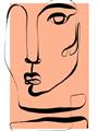 Picture of Peach Portait Line Art _GroupedProduct_Rectangle_Portrait_Unframed_Print_Only_