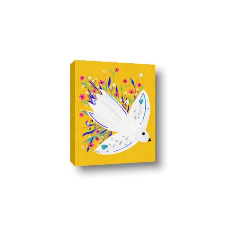 Picture of Bird in Floral Yellow Abstraction _GroupedProduct_Rectangle_Portrait_Canvas_