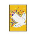 Picture of Bird in Floral Yellow Abstraction _GroupedProduct_Rectangle_Portrait_Canvas_Framed_