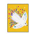 Picture of Bird in Floral Yellow Abstraction _GroupedProduct_Rectangle_Portrait_Canvas_Framed_
