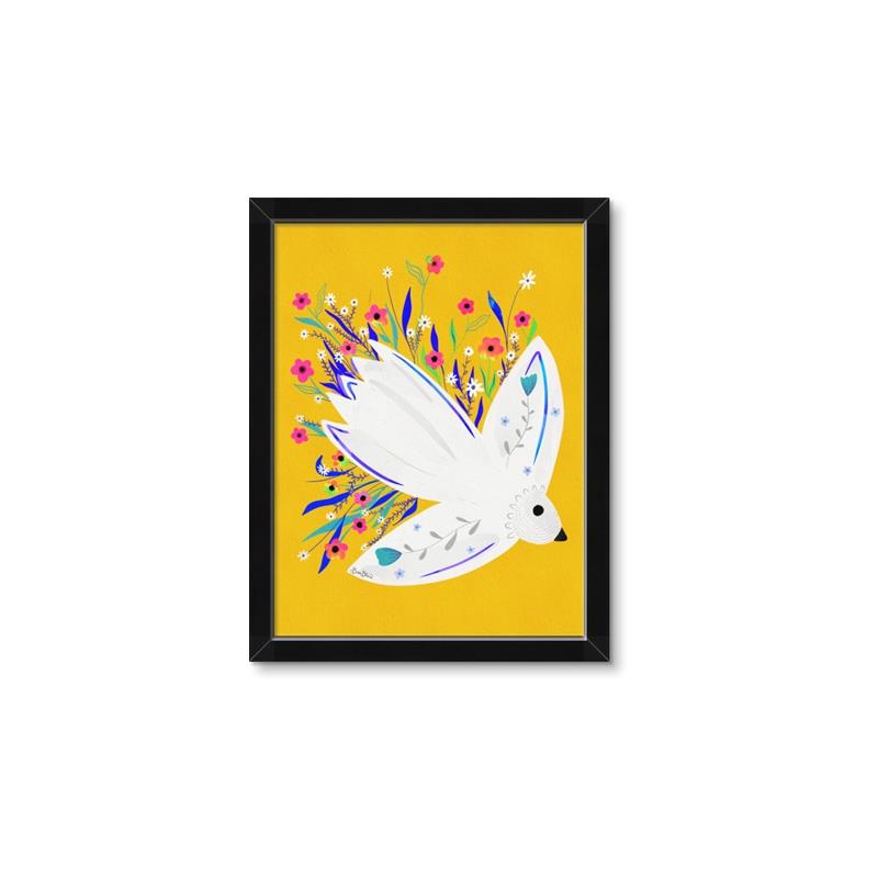Picture of Bird in Floral Yellow Abstraction _GroupedProduct_Rectangle_Portrait_Framed_Matted_