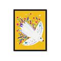 Picture of Bird in Floral Yellow Abstraction _GroupedProduct_Rectangle_Portrait_Framed_Matted_