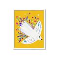 Picture of Bird in Floral Yellow Abstraction _GroupedProduct_Rectangle_Portrait_Framed_Matted_
