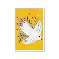 Picture of Bird in Floral Yellow Abstraction _GroupedProduct_Rectangle_Portrait_Framed_Matted_