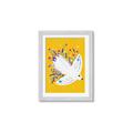 Picture of Bird in Floral Yellow Abstraction _GroupedProduct_Rectangle_Portrait_Framed_Matted_