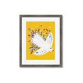 Picture of Bird in Floral Yellow Abstraction _GroupedProduct_Rectangle_Portrait_Framed_Matted_