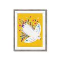 Picture of Bird in Floral Yellow Abstraction _GroupedProduct_Rectangle_Portrait_Framed_Matted_