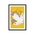 Picture of Bird in Floral Yellow Abstraction _GroupedProduct_Rectangle_Portrait_Framed_Matted_