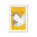 Picture of Bird in Floral Yellow Abstraction _GroupedProduct_Rectangle_Portrait_Framed_Matted_