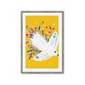 Picture of Bird in Floral Yellow Abstraction _GroupedProduct_Rectangle_Portrait_Framed_Matted_