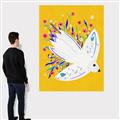 Picture of Bird in Floral Yellow Abstraction _GroupedProduct_Rectangle_Portrait_Canvas_