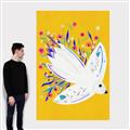 Picture of Bird in Floral Yellow Abstraction _GroupedProduct_Rectangle_Portrait_Canvas_
