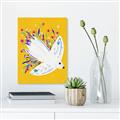 Picture of Bird in Floral Yellow Abstraction _GroupedProduct_Rectangle_Portrait_Canvas_