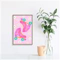 Picture of Pink Roller Skates _GroupedProduct_Rectangle_Portrait_Canvas_Framed_