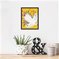 Picture of Bird in Floral Yellow Abstraction _GroupedProduct_Rectangle_Portrait_Canvas_Framed_