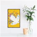 Picture of Bird in Floral Yellow Abstraction _GroupedProduct_Rectangle_Portrait_Canvas_Framed_