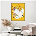 Picture of Bird in Floral Yellow Abstraction _GroupedProduct_Rectangle_Portrait_Canvas_Framed_