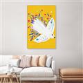Picture of Bird in Floral Yellow Abstraction _GroupedProduct_Rectangle_Portrait_Canvas_Framed_