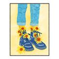 Picture of Sunflower Walk in Blue Shoes _GroupedProduct_Rectangle_Portrait_Canvas_Framed_