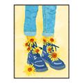 Picture of Sunflower Walk in Blue Shoes _GroupedProduct_Rectangle_Portrait_Canvas_Framed_