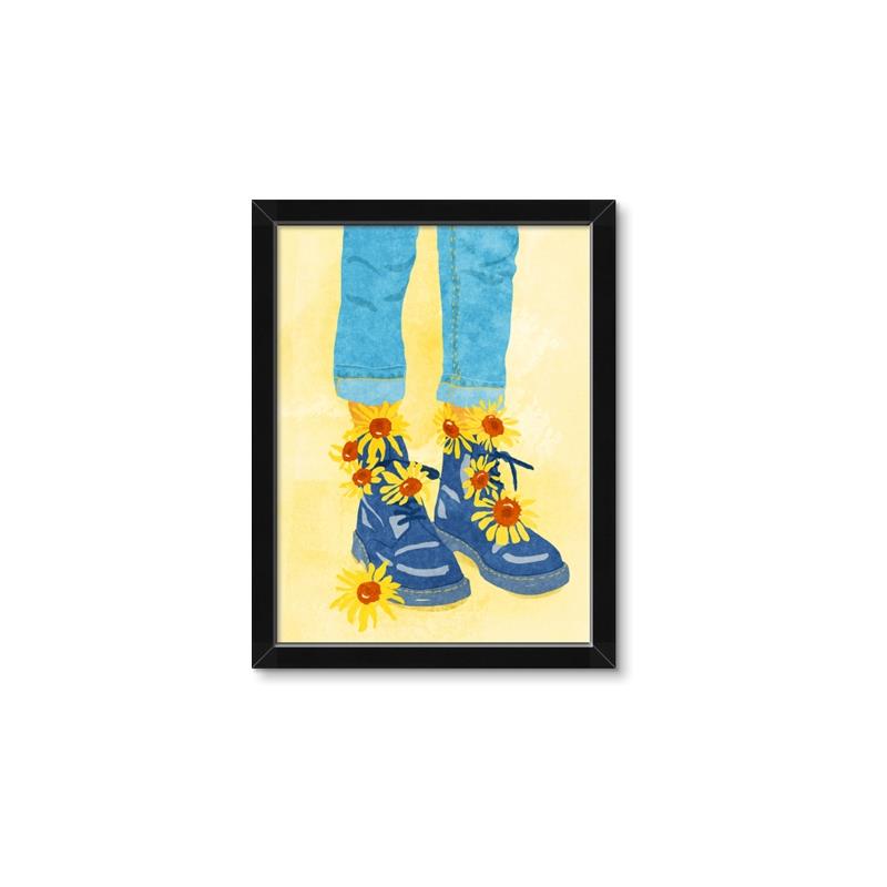 Picture of Sunflower Walk in Blue Shoes _GroupedProduct_Rectangle_Portrait_Framed_Matted_